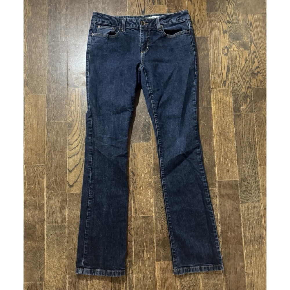 DKNY JEANS Women's Sz 8 (W30xL31) Dark Blue Denim Boot Cut Low Rise KCMUJ754
